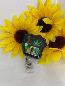 Love marijuana badge reel